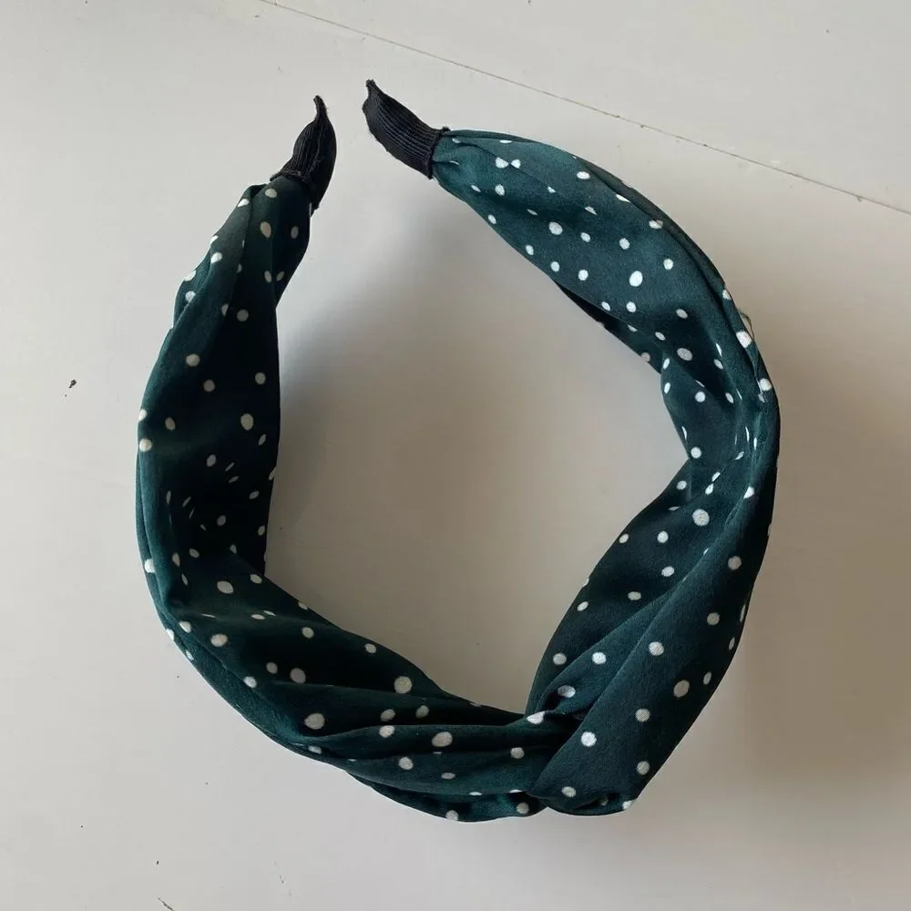 Green Polka Dot Knot Headband